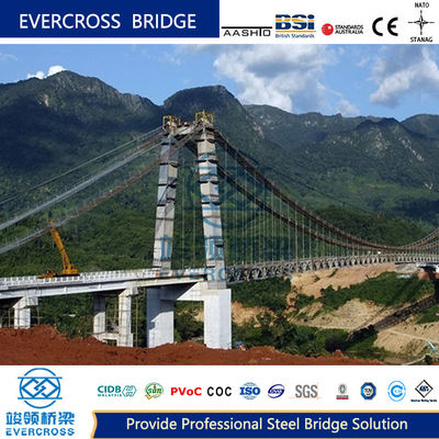 Buy Large Span Metal Suspension Bridge OEM Steel Concrete Bridge For Railway online manufacture