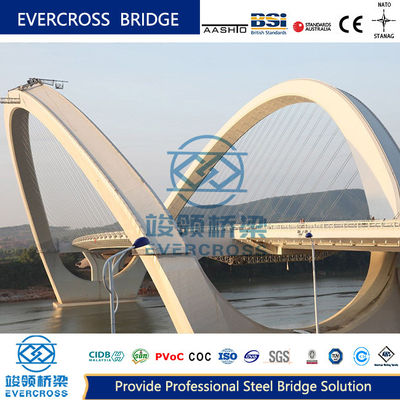Wind Resistance Steel Arch Bridge Long Life Prefabricated Steel Bridge