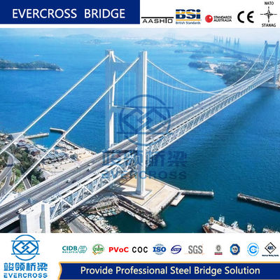 Highway Steel Cable Suspension Bridges Long Life  Four Span Five Span