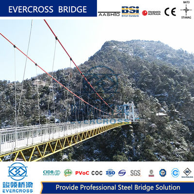 High Strength Metal Suspension Bridge Steel Rope Bridge Heavy Loading