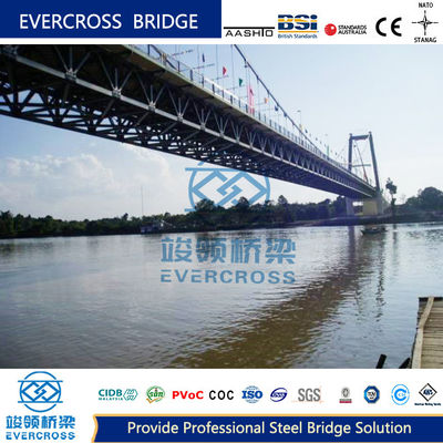 Heavy Loading Steel Cable Suspension Bridge With Steel Concrete Decking